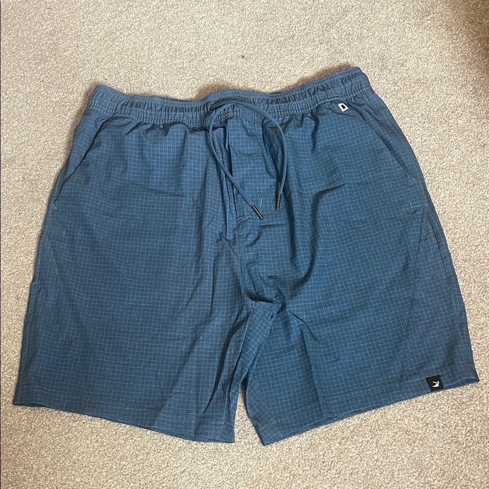Glyder Navy Grid Elastic Waist Shorts